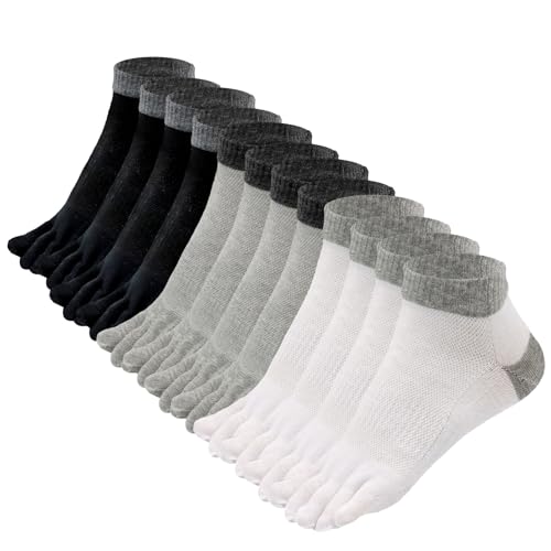 Soleeya 6 Paia Corti Calze con Dita Separate Uomo Cotone, 39-45 Calzini con Dita Separate Uomo Corsa con Maglia Traspirante Calzini Cinque Dita (IT, Numero, 39, 45, Regular, Regular, 3 Colori)