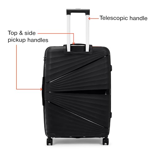 Image of Nasher Miles Golden Gate Hard-Sided Polypropylene Luggage Set of 2 | 65cm & 75cm | 8 Wheels Medium & Large Trolley Bag for Travel | Suitcase (Black & Orange)