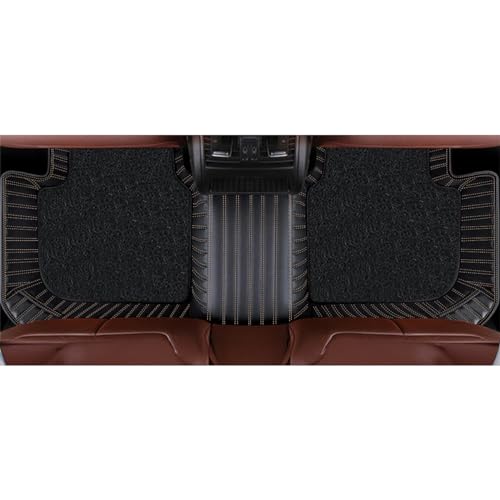 Image of Autofurnish Premium 9D Car Mat Full Set for Hyundai Creta 2015-19 || Luxury Leather Dual-Stitch Full Set 9D Car Floor Mat || 100% Waterproof || Color : Black Beige