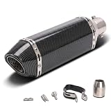 Universal Motorrad Auspuff Schalldämpfer 51mm Edelstahl, Slip-On Endschalldämpfer mit Montagesatz, kompatibel mit FZ6N R1 R3 R6 NMAX TMAX 800