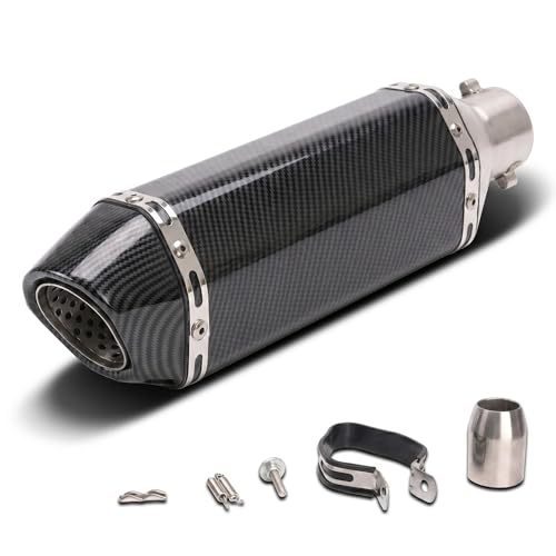 Universal Motorrad Auspuff Schalldämpfer 51mm Edelstahl Slip-On Endschalldämpfer mit Montagesatz kompatibel mit FZ6N R1 R3 R6 NMAX TMAX 800