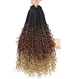 8 Packs Crochet Box Braids- 18 Inch Boho Box Braids Crochet Braids Hair Bohomian Box Braid Crochet H