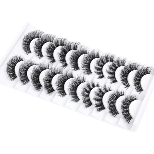 Alicrown Hair Mink Lashes Fluffy 5 Styles False Eyelashes Strip Wispy Fake Eyelashes Thick Volume 18Mm Long Faux Mink Eye Lashes Pack 10 Pairs Dramatic Reusable Handmade D Curl Eyelashes Alicrown thumb #7