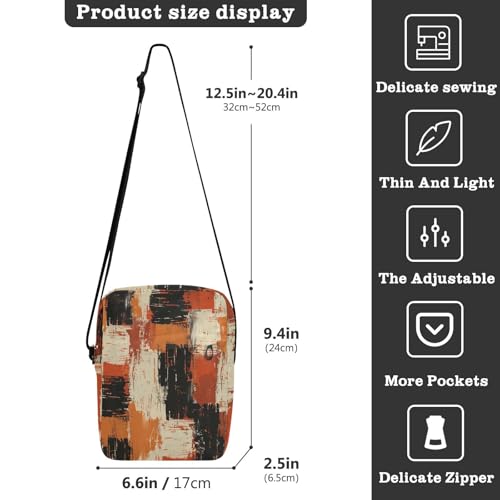 messenger bag crossbody Small Crossbody Bags For Women crossbody purses for women Adjustable Strap for Casual Casual- Modern Colorful Plaid Painting3