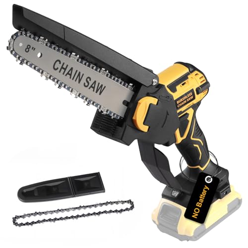 Chainsaw for Dewalt 20V MAX Battery, 8-Inch Brushless Cordless Pruning Chainsaw, 24.6FT/S Fast Powerful Cutting, 4000RPM Electric for Wood Cutting(Battery Not Included)