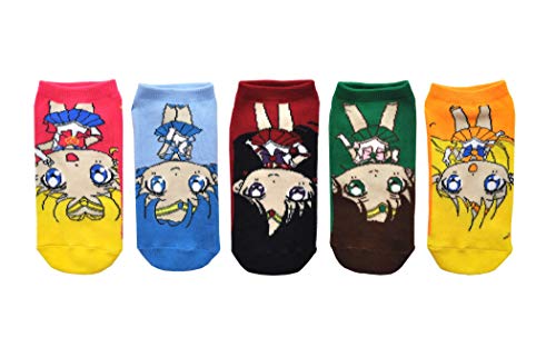 Everything Legwear Sailor Moon Characters Lowcut Socks (5 Pair Pack) - Ladies Shoe Size 4-102