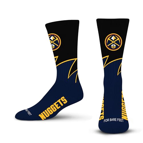 For Bare Feet NBA DENVER NUGGETS Black Wave Crew Sock Team Color YOUTH