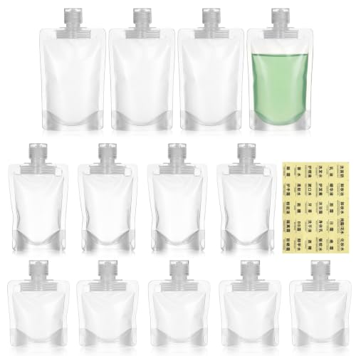 KALLORY Travel Lotion Bags Set 13 pack Refillable with Label Sticker