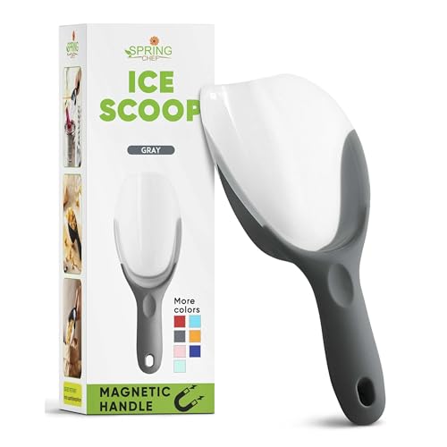 Image of Spring Chef Magnetic Ice Scoop for Freezer, BPA-Free Food Scooper, Gray