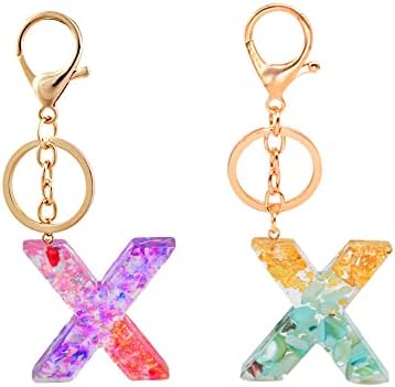 Lyxtiorn Letter Keychain,Resin Keychain,Pendant English Alphabet Design Flower Keychains,A-Z Keychain for Women Girl Birthday Gifts