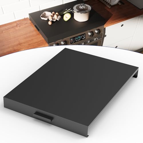 Stove Top Cover with Handles, Heavy Duty Metal Noodle Board Cooktop Cover for Gas/Electric Stove Top, (L 30" x W 22" x H 3") Large Gas Stove Protective Cover for Kitchen Space Expansion