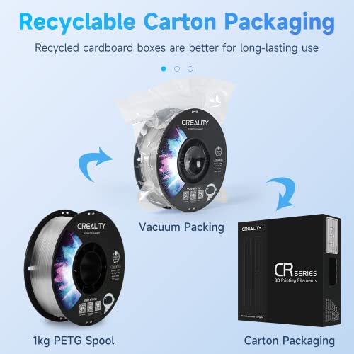 Image of Creality PETG Filament 1.75mm Clear, 3D Printer Filament No-Tangling, Strong Bonding and Overhang Performance Dimensional Accuracy + /-0.02mm, 2.2lbs /Spool