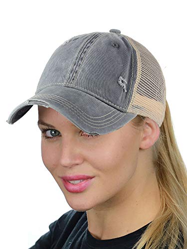 Image of C.C Ponycap Messy High Bun Ponytail Adjustable Mesh Trucker Baseball Cap Hat