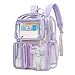 LISINUO Clear Backpack, Heavy Duty Transparent Bag Stadium Approved with Keychain (Purple)