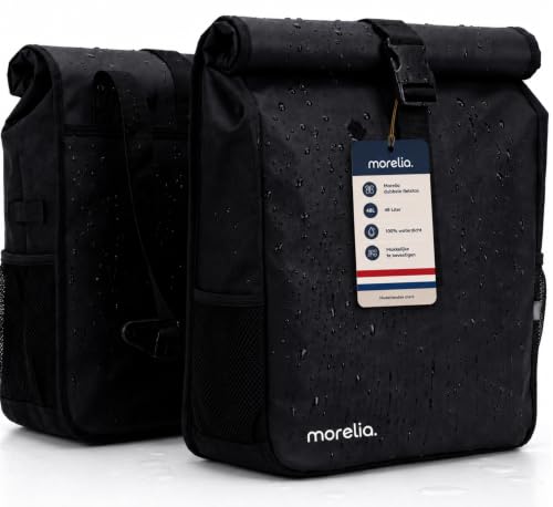 Morelia® Fietstas 100% Waterdicht - Fietstassen Electrische Fietsen - Fietstassen Dubbel - Tarpaulin materiaal - (48 Liter Zwart)