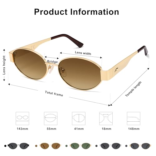 Image of SOJOS Retro Oval Sunglasses for Women Trendy Classic Shades UV400 Protection SJ1256