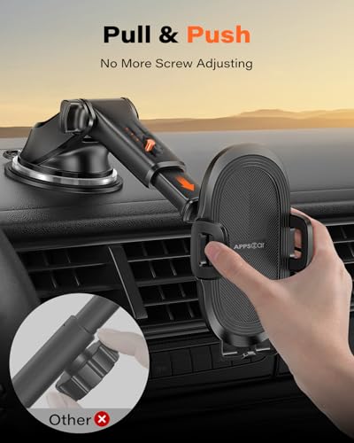 APPS2Car Car Phone Holder, Dashboard Windscreen Sturdy Suction Cup Mount, 360° Universal Holder forCompatible 4.7-6.8“ iPhone12/11/Pro, Samsung S21 and More (Suction)