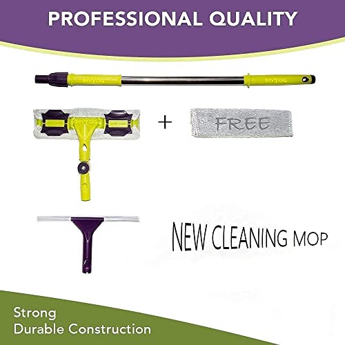 Image of Glass Wiper Window Cleaner, Window Cleaner Mop, Wiper Mop for Long Handle Double Side Design for Floor Kitchen Bathroom and Solar Cleaner Panel Equipment