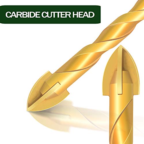 6Pcs Golden Ceramic Tile Drill Bits, Joeric Masonry Drill Bits Set For Glass, Brick, Tile, Concrete, Plastic And Wood Tungsten Carbide Tip For Wall Mirror And Ceramic Tile With Size (5Mm ~12Mm). #TOP2