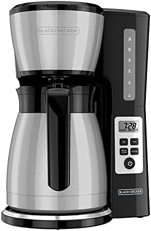 BLACK+DECKER 12 Cup Thermal Programmable Coffee Maker with Brew Strength and VORTEX Technology, Black/Steel, CM2046S - 1