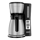 BLACK+DECKER 12 Cup Thermal Programmable Coffee Maker with Brew Strength and VORTEX Technology, Black/Steel, CM2046S
