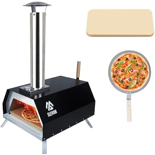 Elevon Pizza Oven Wood Fired Pizza Maker, Portable Stainless Steel, Pizza Grill, Outdoors with Pizza Peel and Pizza Stone