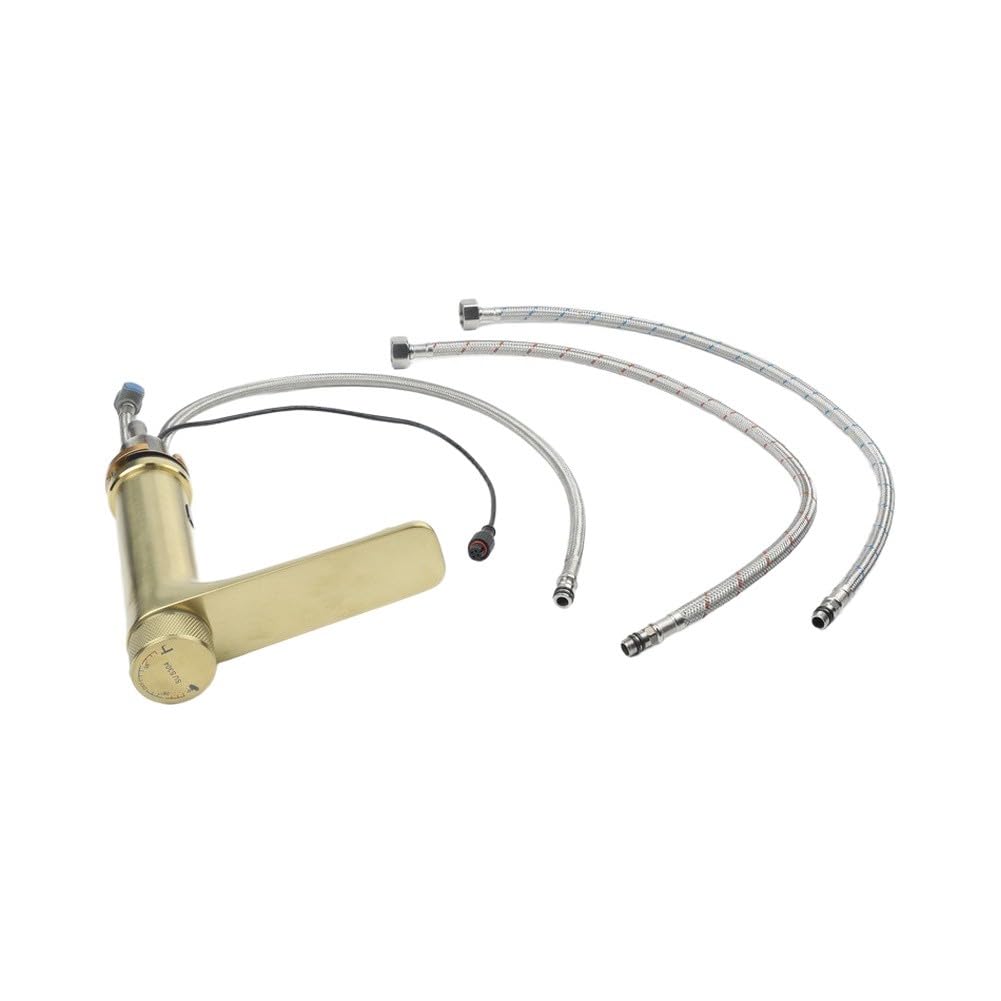 Robinet automatique à capteur infrarouge en acier inoxydable, contrôle de la température, robinet d'évier de salle de bain, mitigeur de lavabo moderne (doré)