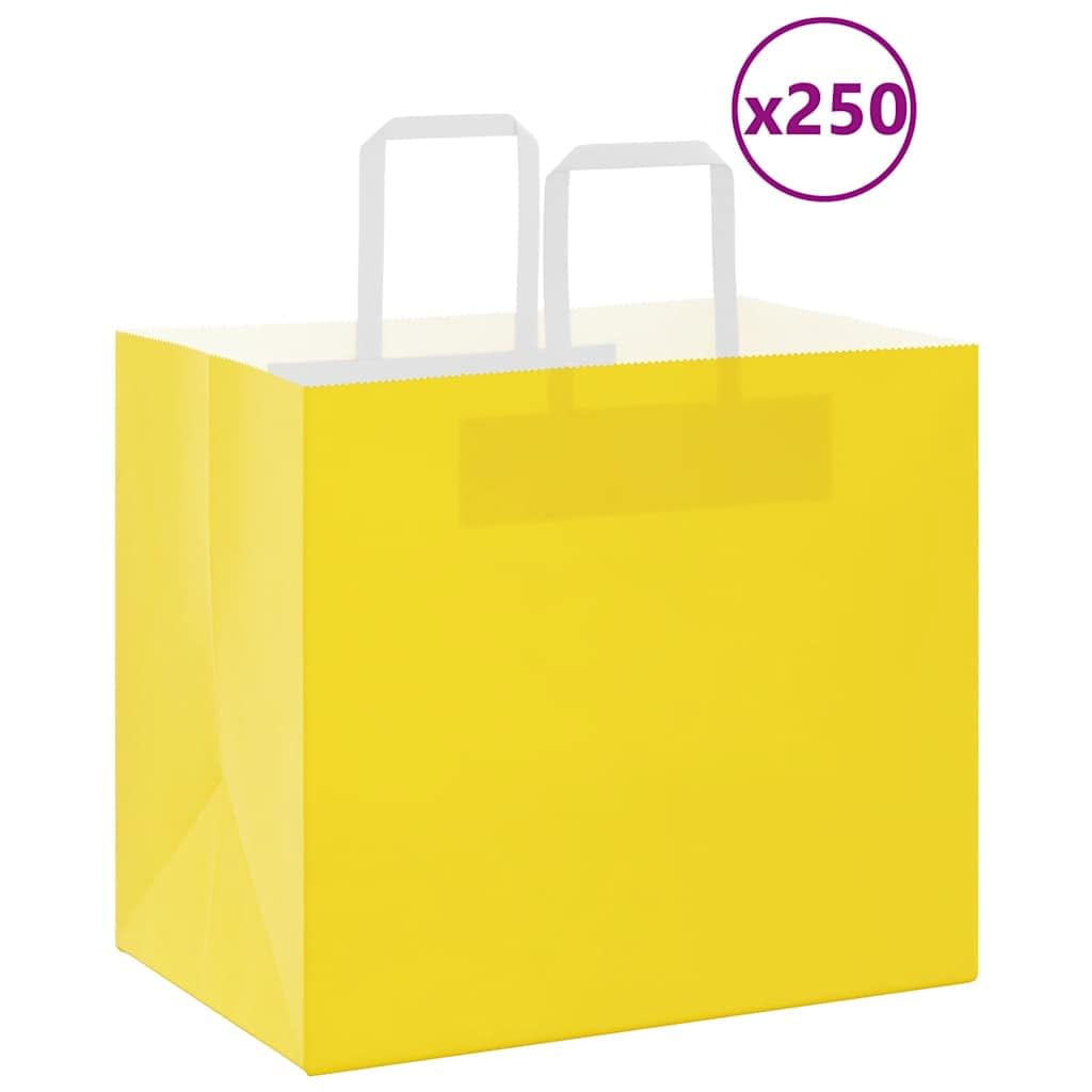 Bolsas de papel 250 piezas con asas amarillas 32x22x28 cm