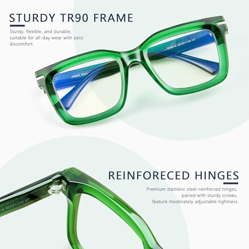 Image of Blue Light Blocking Glasses for Women Men, Square Thick Frame Anti Eyestrain & UV Glare JF6218