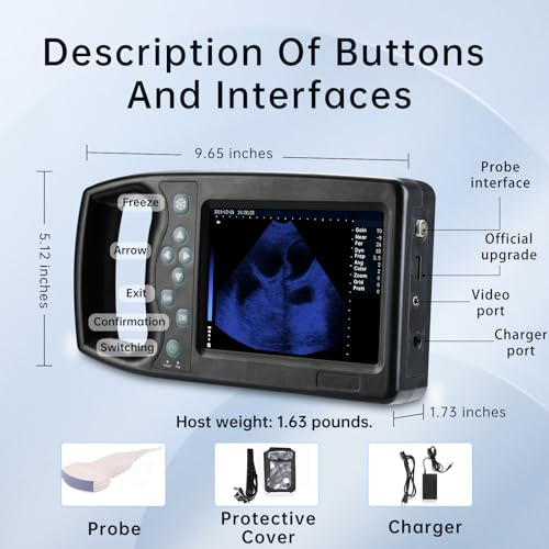 Jzryl Portable Veterinary Ultrasound Machine, 5.7 Inch Home Ultrasound Farm Animals Pregnancy Dog Sheep & Pigs,Vet Handheld Sonogram Machine With 3.5Mhz Convex Probe thumb #3