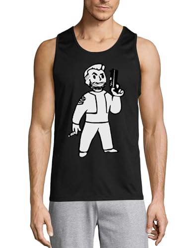 Camiseta sin mangas de algodón negro para hombre Funny Guy con cuello redondo cómodo