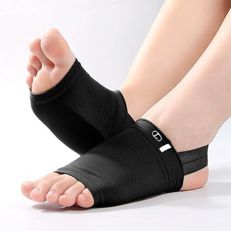 Arch Support Sleeves with Plantar Relief, Pain Flat Feet, Heel Spurs,with Built-in Gel pad Comfortable Compression Foot Sleeves 1 pairs (Black)