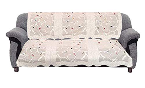 Image of Amazon Brand - Solimo Cotton 5 Seater Sofa Cover Set, Leaf, Cream