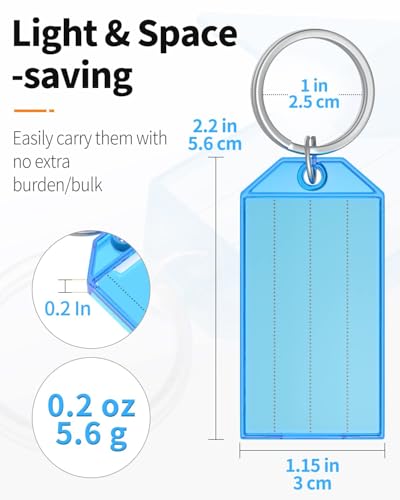 Uniclife 10er Pack Robust Kunststoff Schlüsselanhänger beschriftbar, Schlüsselanhänger zum Beschriften mit Split Ring Label Fenster, 8 Farben