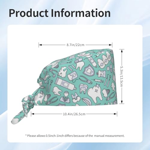 Image of Surgical Caps Men Women, Scrub Cap with Sweatband Adjustable | Tie Back Nurse Cap, Nursing Breathable Working Hat, Scrub Cap, Medical Hats