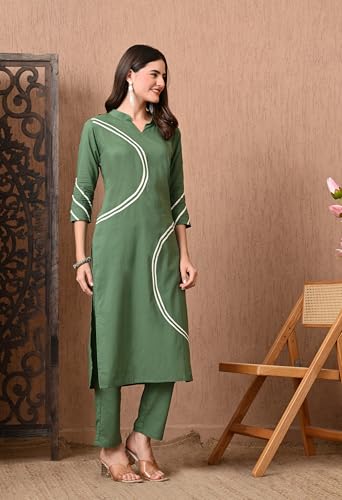 Image of Amazon Brand - Tavasya Women's Cotton Printed Kurta Set with Dupatta and Straight Pants | Salwar Suit | Ethnic Wear for Festive, Casual & Office Use