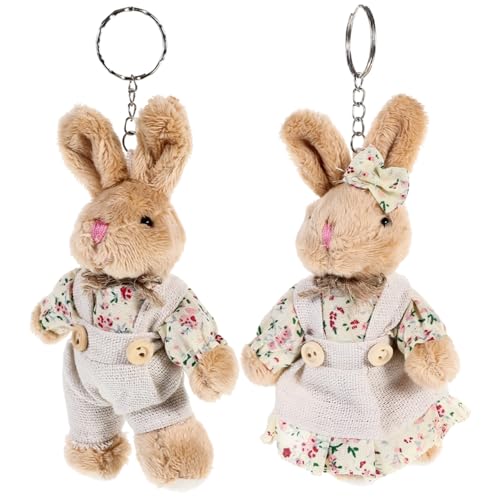 OATIPHO 2pièces Saint Valentin Porte-clé Lapin Décoration porte clef couple Clef Couple Peluche Mignon Pendentif Sac À Dos DéCoration Cadeau Pour Femmes...