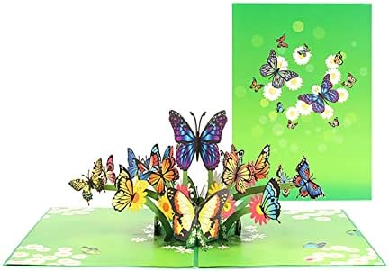 JanFeel Pop Up Greeting Cards,3D Cards Pop Up Flying Butterfly Design Birthday Card with Note Tag and Envelope for Adults and Kids,5"x7"