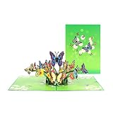 JanFeel Pop Up Greeting Cards,3D Cards Pop Up Flying Butterfly Design Birthday Card with Note Tag an