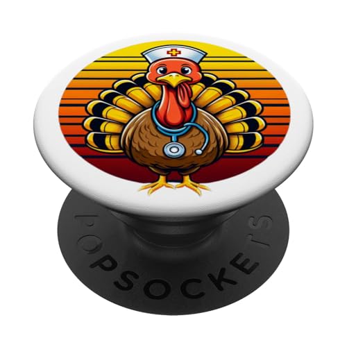 Funny Nurse Turkey Thanksgiving Thankful tee estudiante de enfermería PopSockets PopGrip Adhesivo