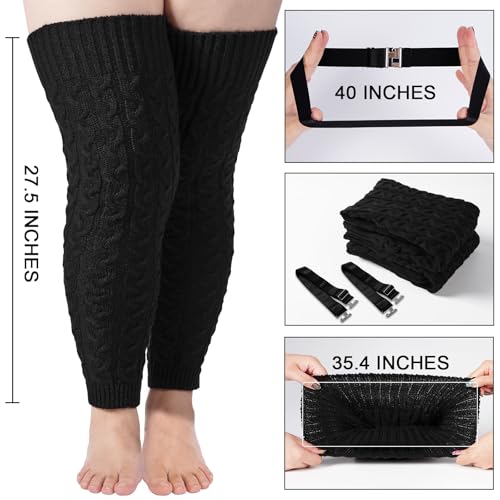 Moon Wood Plus Size Extra Long Leg Warmers for Women Winter Knitted Over Knee Thick Thigh High Socks Footless2