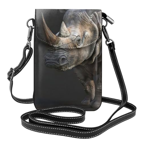 animal rhino Print Small Crossbody Handbags Adjustable Shoulder Strap for Women Mini Cell Phone Purse