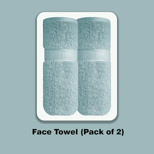 Image of Sulfar 100% Terry Ring Spun Cotton Face Towel - Quick-Dry, Highly Absorbent (480 GSM) (30 x 30 Cm) Nile Blue (Pack of 2)