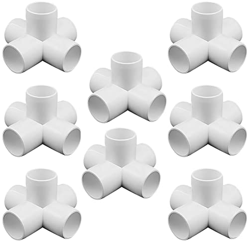 ANPTGHT 1/2“ Tee PVC Fitting 5 Way Elbow Connector Furniture Grade 8 Pack