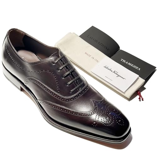 Genuine POVEDA Tramezza Brown Leather Wingtip Welted Lace-up Oxford Men's Dress Shoes (Salvatore, Africa4