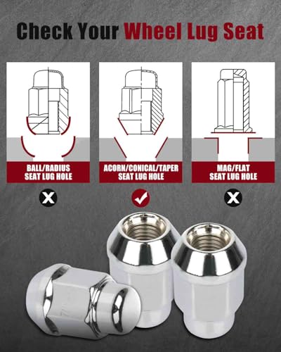 Image of cciyu 20PCS Wheel Lug Nuts 7 /16 inch-20 Close End Lug Nuts 1.395 inch(35.4mm) length Chrome Wheel Nuts Set Fit for 1977-1990 for Chevy Caprice | 1957-1982 for Chevy Corvette