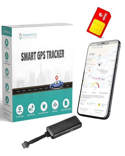 Maptronicz GPS Tracker for Cars, Bikes, Trucks,with1Year Software Subscription & Inactive Sim Card | Live Location,Engine ON/Off Alerts,Geofence & overspeeding alerts. (GPS Without sim Recharge)
