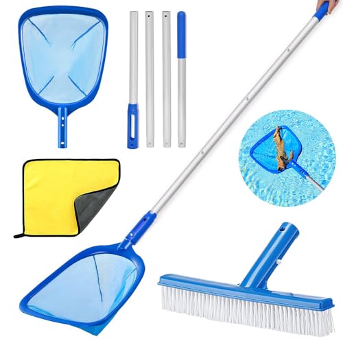 Red Piscina Limpieza con Palo 187cm,Red Piscina Malla Fina con Cepillo Piscina,Kit Limpieza Piscina,Recogedor Hojas Piscina,Limpia Piscinas Recoge Hojas,para Piscina,Estanque,Fuente,SPA