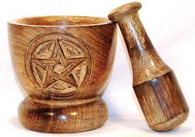 Wooden Pentagram Mortar and Pestle Set