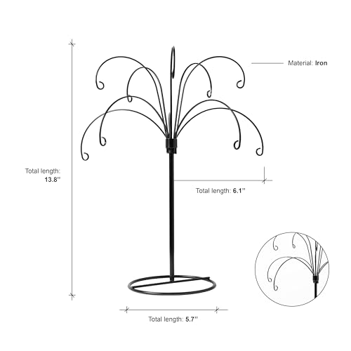 HOHIYA 2 Pcs 13.5 Inch Ornament Display Stand Hanger Holder Hanging Wire for Ball Christmas Easter Decorations Taiwan Made Black Max Loading 1.5 LBS